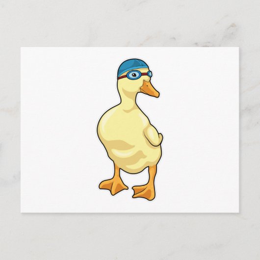 Duck beim Baden mit Schwimmbrille Postkarte (Vorderseite)