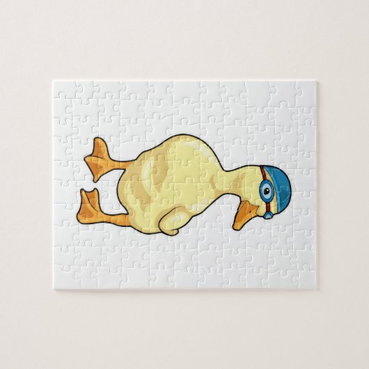 Duck beim Baden mit Schwimmbrille Puzzle (Horizontal)