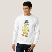 Duck beim Baden mit Schwimmbrille Sweatshirt (Vorne ganz)