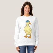 Duck beim Baden mit Schwimmbrille Sweatshirt (Vorne ganz)
