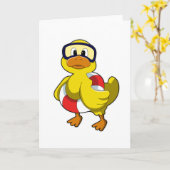 Duck beim Schwimmen mit Schwimmring & Tauchbrille Karte (Gelbe Blume)