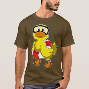 Duck beim Schwimmen mit Schwimmring Tauchbrille T-Shirt