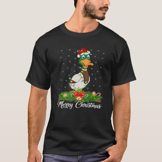 Duck Bird Lover Matching Weihnachtsmannmütze Duck T-Shirt (Vorderseite)