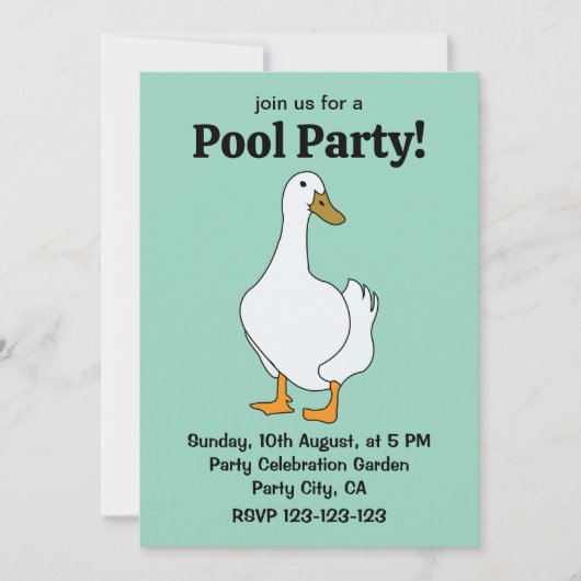 Duck Bird White Duck Einladung (Vorderseite)