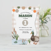 Duck Birthday, Lucky Duck, Mallard Duck Watercolor Einladung (Stehend Vorderseite)