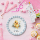Duck Blue Gingham Birthday Paper Plate Pappteller (Party)