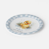 Duck Blue Gingham Birthday Paper Plate Pappteller (Schrägansicht)