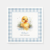 Duck Blue Gingham Birthday Paper Serviette (Vorderseite)