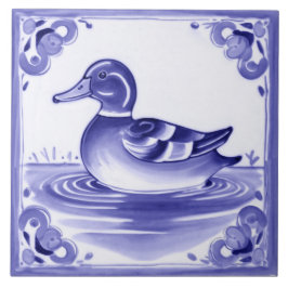 Duck Blue und White European Folk Animal Art Fliese