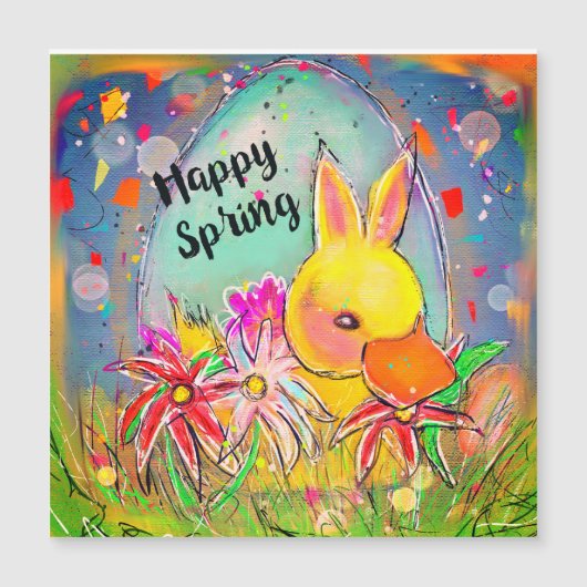 Duck Bunny Spring Ostercard Magnetkarte (Vorderseite)