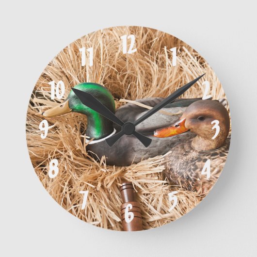 Duck Call Mallard Drake Jäger Wall Clock Runde Wanduhr (Vorderseite)