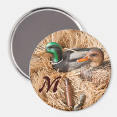 Duck Call Mallard Drake Monogram Initial Magnet (Vorderseite/Rückseite)