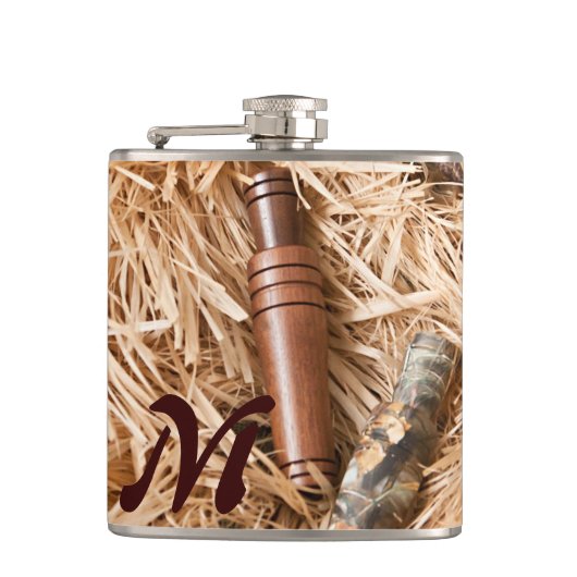 Duck Call Mallard Drake Monogram Whiskey Flask Flachmann (Vorderseite)