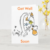 Duck Cartoon wird bald gut Karte (Gelbe Blume)