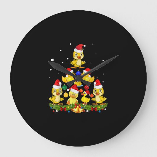 Duck Christmas Tree Große Wanduhr (Vorderseite)