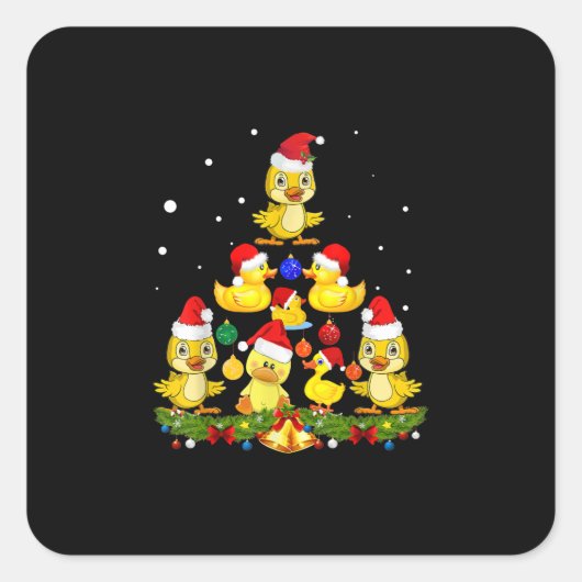 Duck Christmas Tree Quadratischer Aufkleber (Vorderseite)