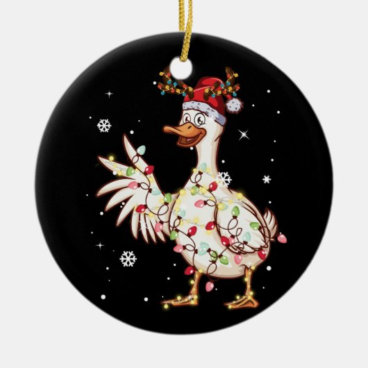 Duck Christmas Tree Rentier Weihnachtsleuchten Keramik Ornament (Vorne)