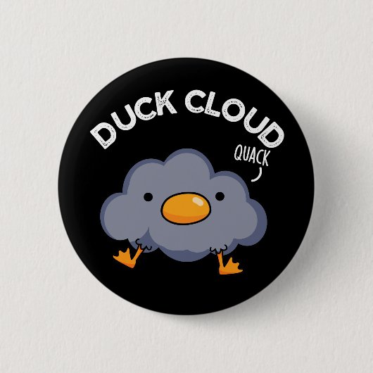 Duck Cloud Funny Weather Puck Dark BG Button (Vorderseite)