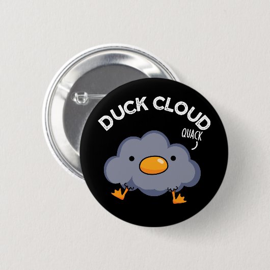 Duck Cloud Funny Weather Puck Dark BG Button (Vorne & Hinten)