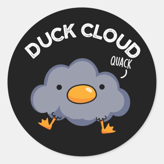 Duck Cloud Funny Weather Puck Dark BG Runder Aufkleber (Vorderseite)
