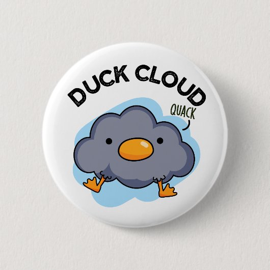 Duck Cloud Funny Weather Puff Button (Vorderseite)