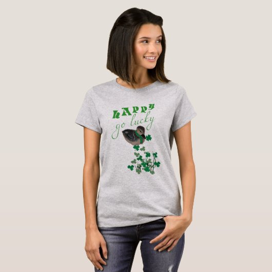 Duck Clover Happy Go Lucky St Patrick's Day Womens T-Shirt (Vorne ganz)