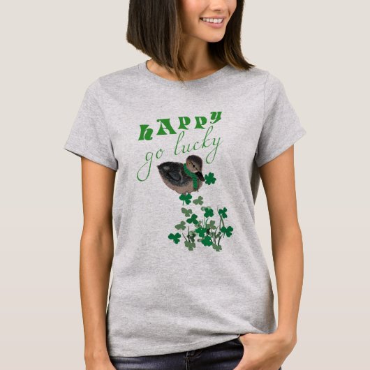 Duck Clover Happy Go Lucky St Patrick's Day Womens T-Shirt (Vorderseite)