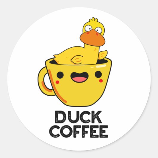 Duck Coffee Funny Drink Pub Runder Aufkleber (Vorderseite)
