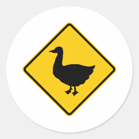 Duck Crossing Highway-Zeichen Runder Aufkleber (Vorderseite)