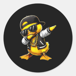 Duck Dabbing Funny Rubber Duck mit Sungles Runder Aufkleber