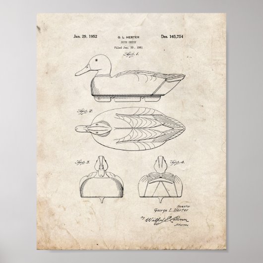 Duck Decoy Patent - Old Look Poster (Vorne)