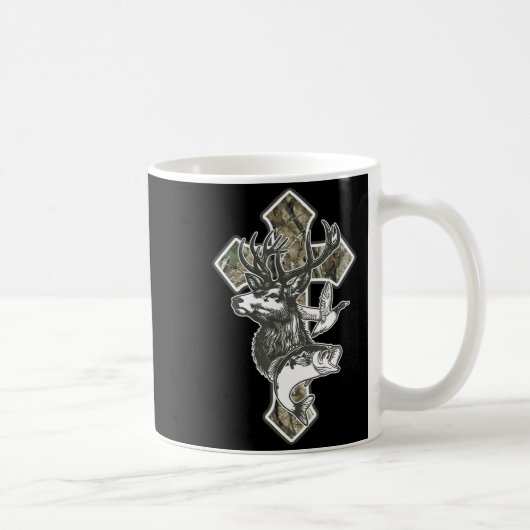 Duck Deer Dove Camo Cross Christian Hello Hunting Kaffeetasse (Rechts)
