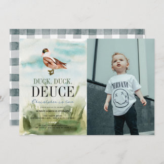 Duck Deuce Watercolor Boy Foto 2. Geburtstag Einladung