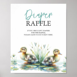 Duck Diaper Raffle Baby Dusche Blue Poster
