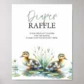 Duck Diaper Raffle Baby Dusche Schild Grün (Vorne)