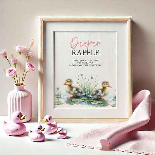 Duck Diaper Raffle Babydusche Zeichen Poster