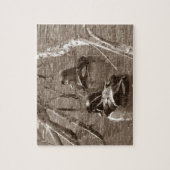 Duck Drake and Hen in Sepia Puzzle (Vertikal)