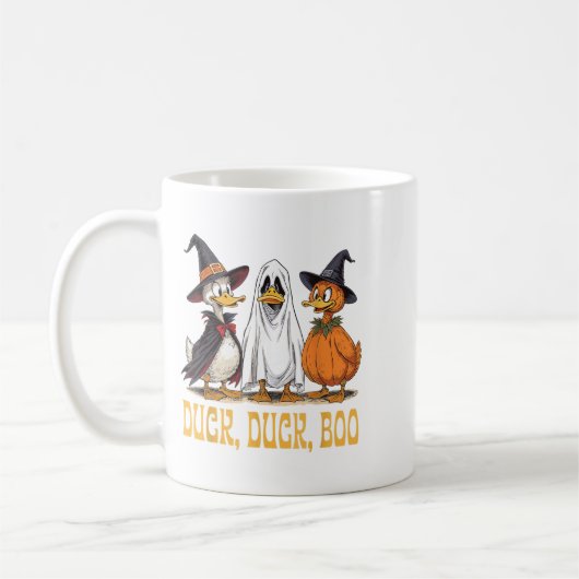 Duck Duck Boo Funny Halloween Kostüm Hexenmeister Kaffeetasse (Links)