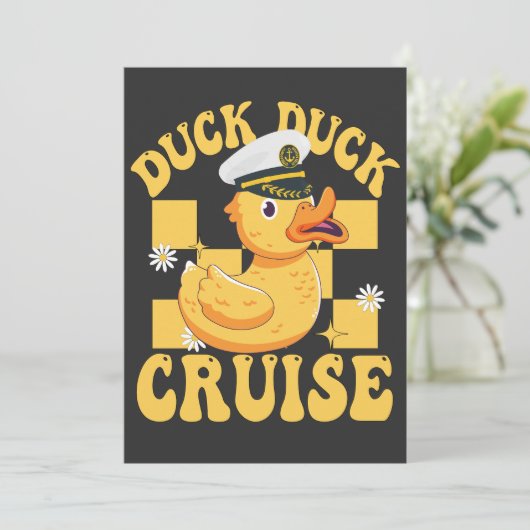 Duck Duck Cruise Funny Family Kreuzfahrt Match Einladung (Stehend Vorderseite)