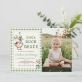Duck Duck Deuce Balloon 2. Geburtstag Einladung (Stehend Vorderseite)