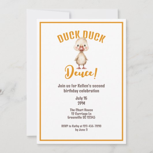 Duck Duck Deuce Zweiter Geburtstag Einladung (Vorderseite)