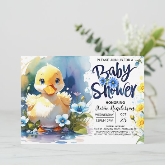 Duck-Duck-Duckbabyparade Einladung (Stehend Vorderseite)