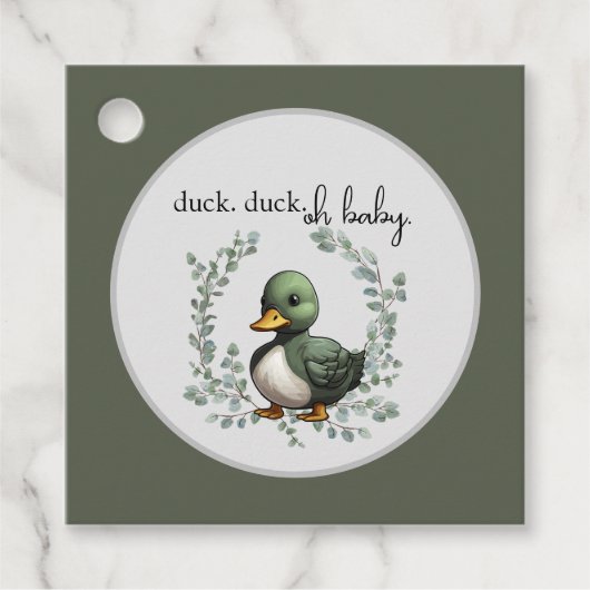 Duck Duck Oh Babydusche zum Thema Babydusche Geschenkanhänger (Vorderseite)