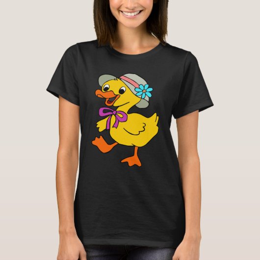 DUCK DUCKLING HAT RIBBON EASTER DUCK GOOSE BIRD T-Shirt (Vorderseite)