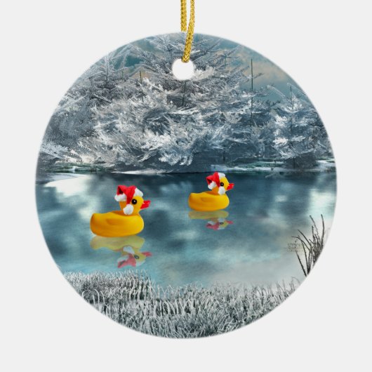 Duck Duo Weihnachtsdekoration Keramik Ornament (Vorne)
