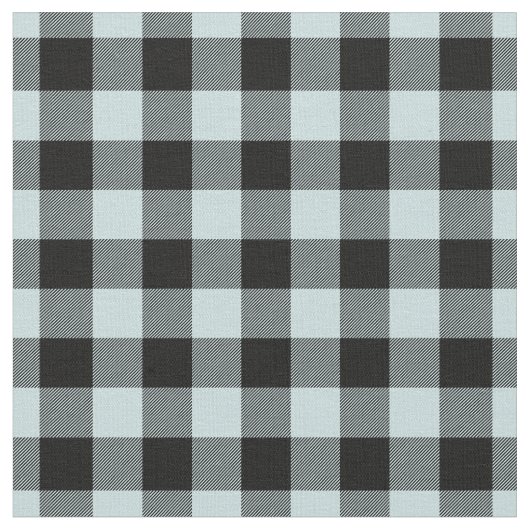 Duck Egg Blue & Black Plaid Gingham Stoff (Nahaufnahme)