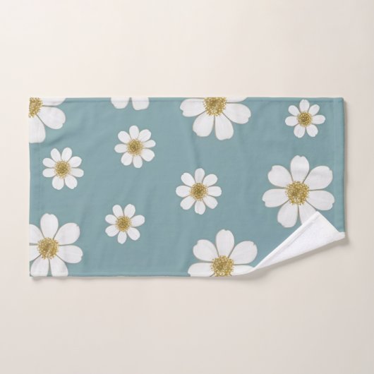 Duck Egg Blue mit Daisies Muster Handtuch (Handtuch)