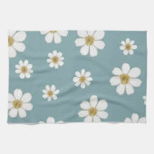 Duck Egg Blue mit Daisis, Original Muster Geschirrtuch (Horizontal)