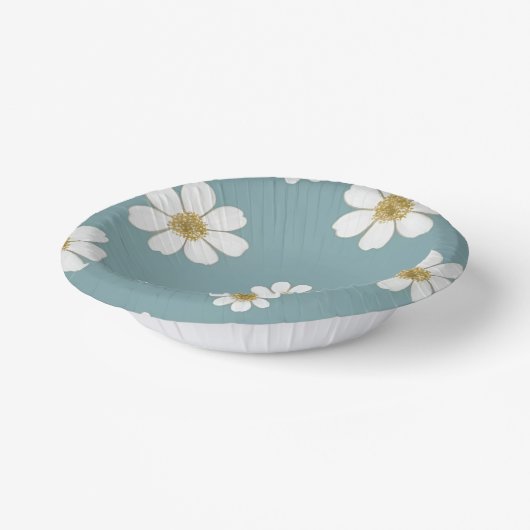 Duck Egg Blue mit Daisis, Original Muster Pappteller (Gewinkelt)