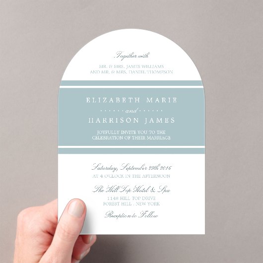 Duck Egg Blue Modern Wedding Acryleinladungen (Insitu (Handheld))